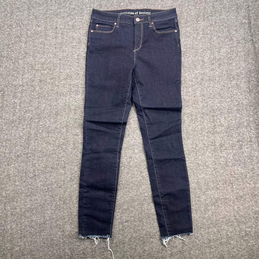 Articles of Society Womens Indigo Skinny Jeans Raw Hem Dark Wash Size 28‎